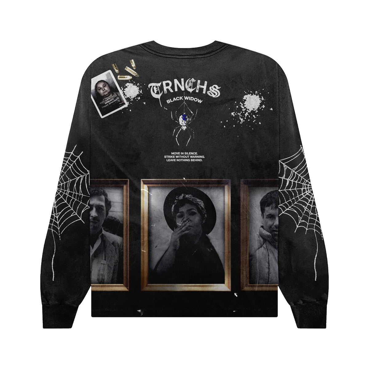 Black Widow Black Crewneck - original back flat lay