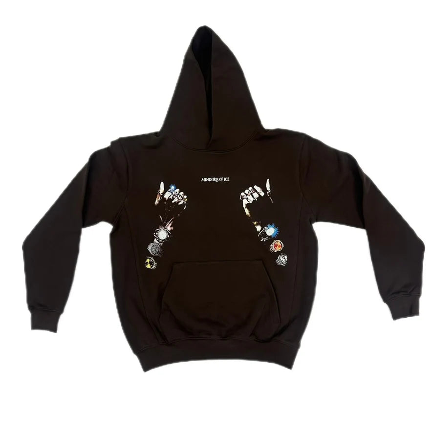 Archive Ministry| Wrist Bling Hoodie Brown