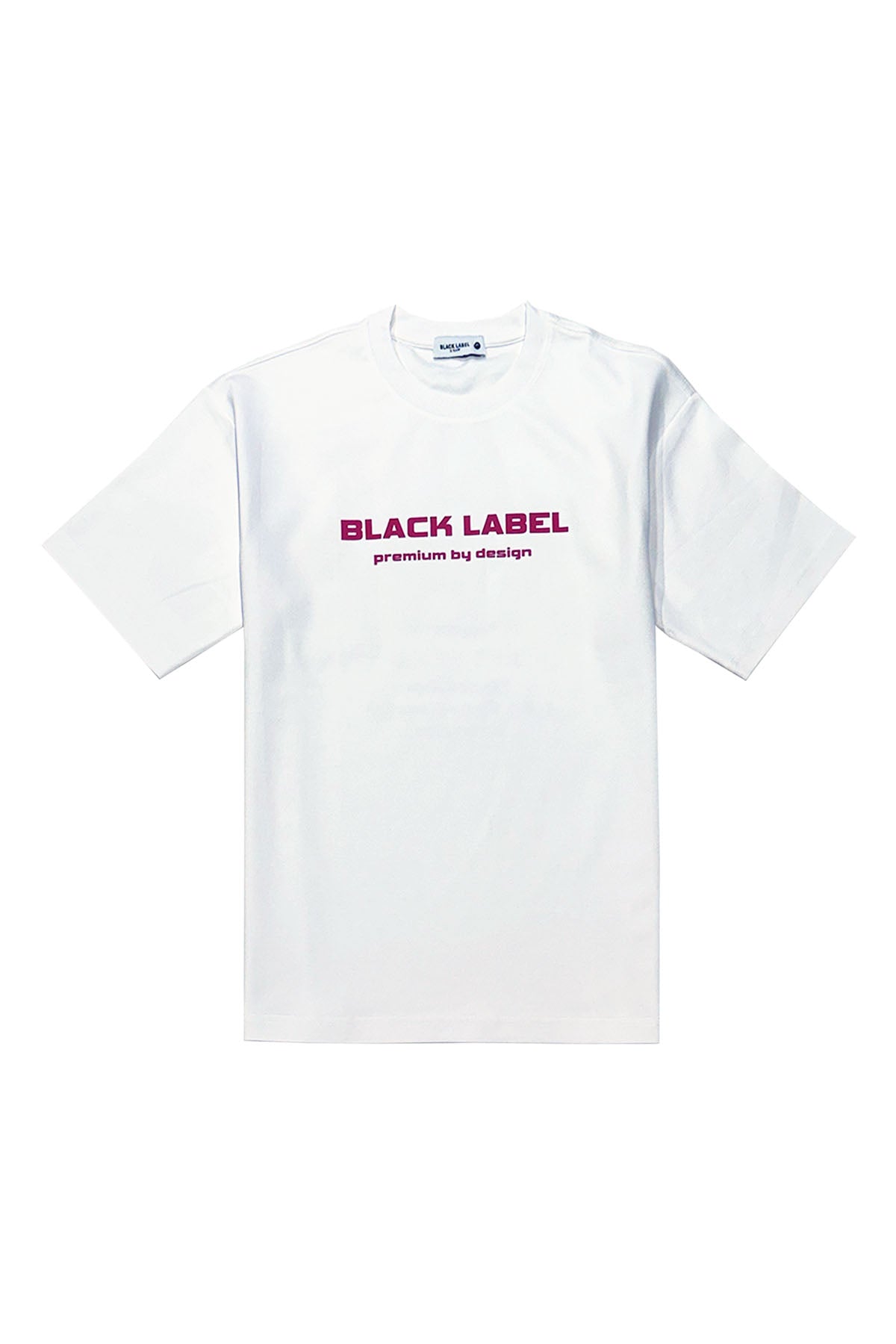 Black Label Red Silicone Logo Tee in White - front