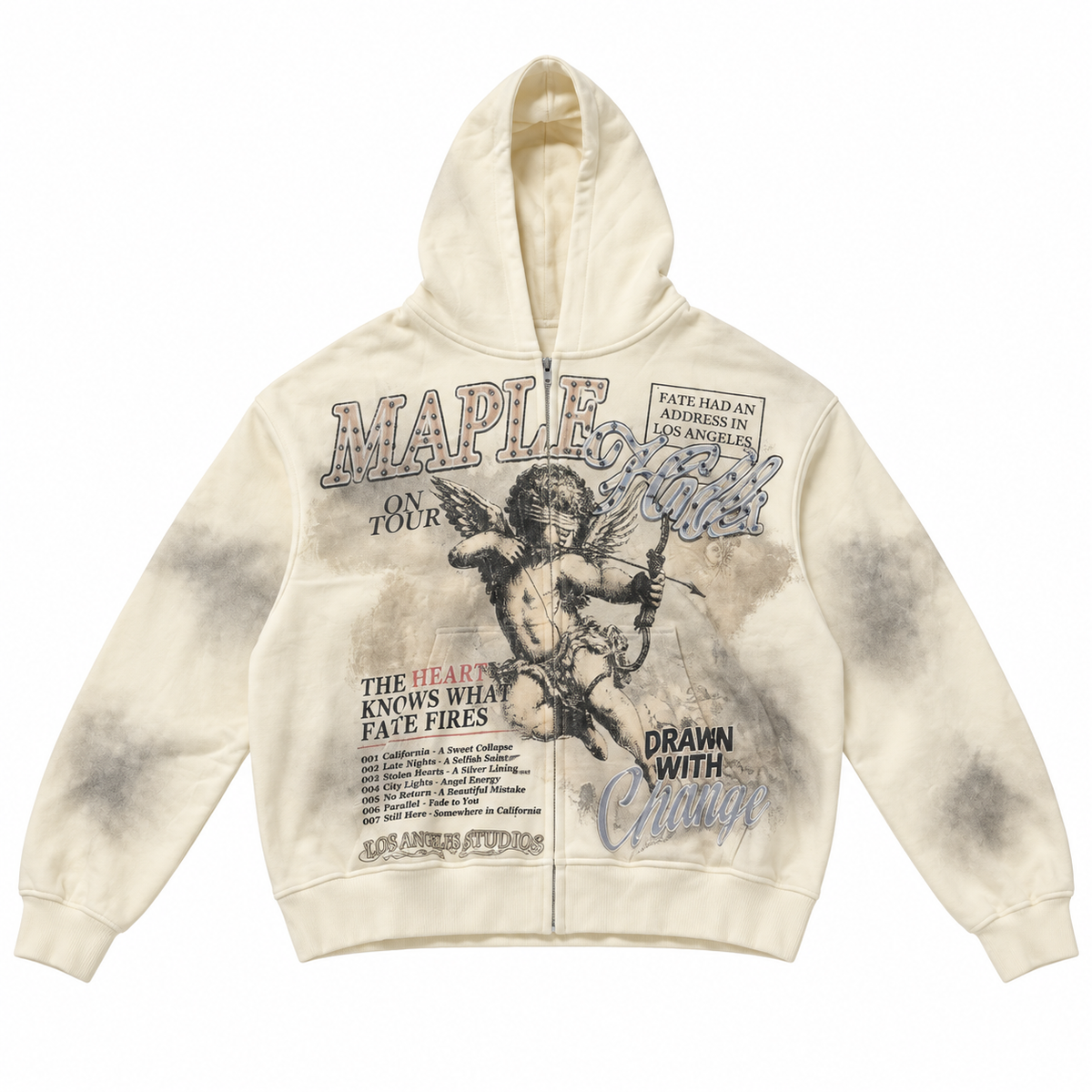 SPACE APE BLIND ANGEL ZIP-UP HOODIE - NATURAL