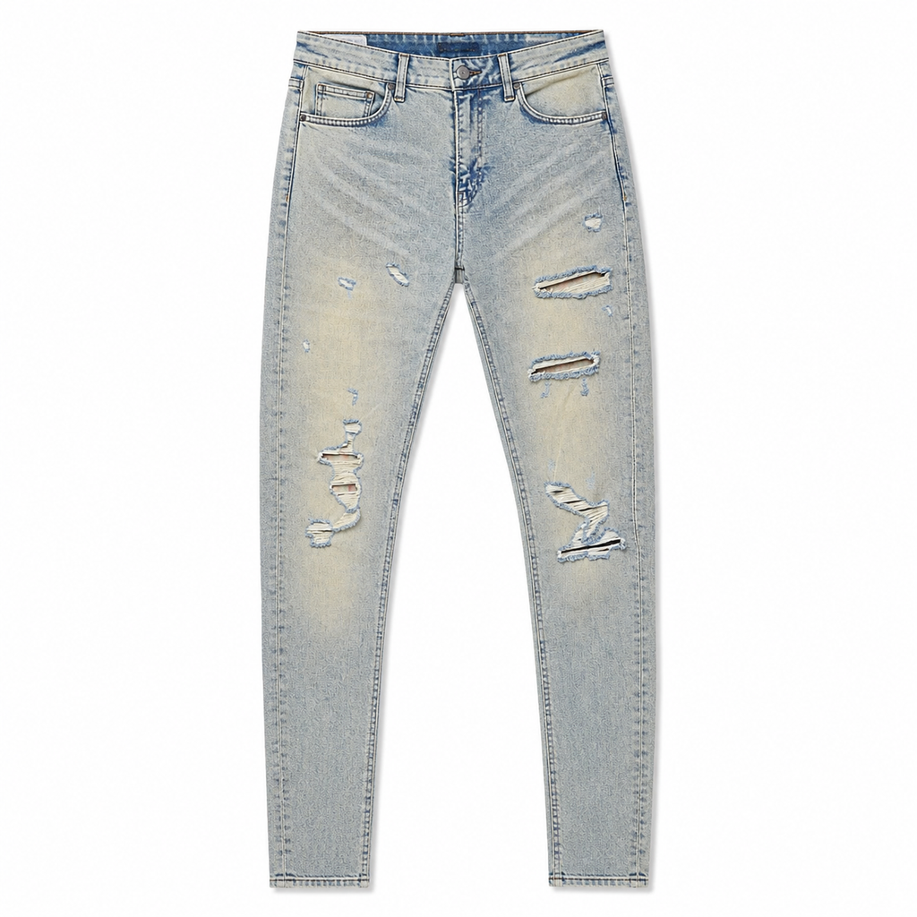 SHREDDED SKINNY DENIM BLUE