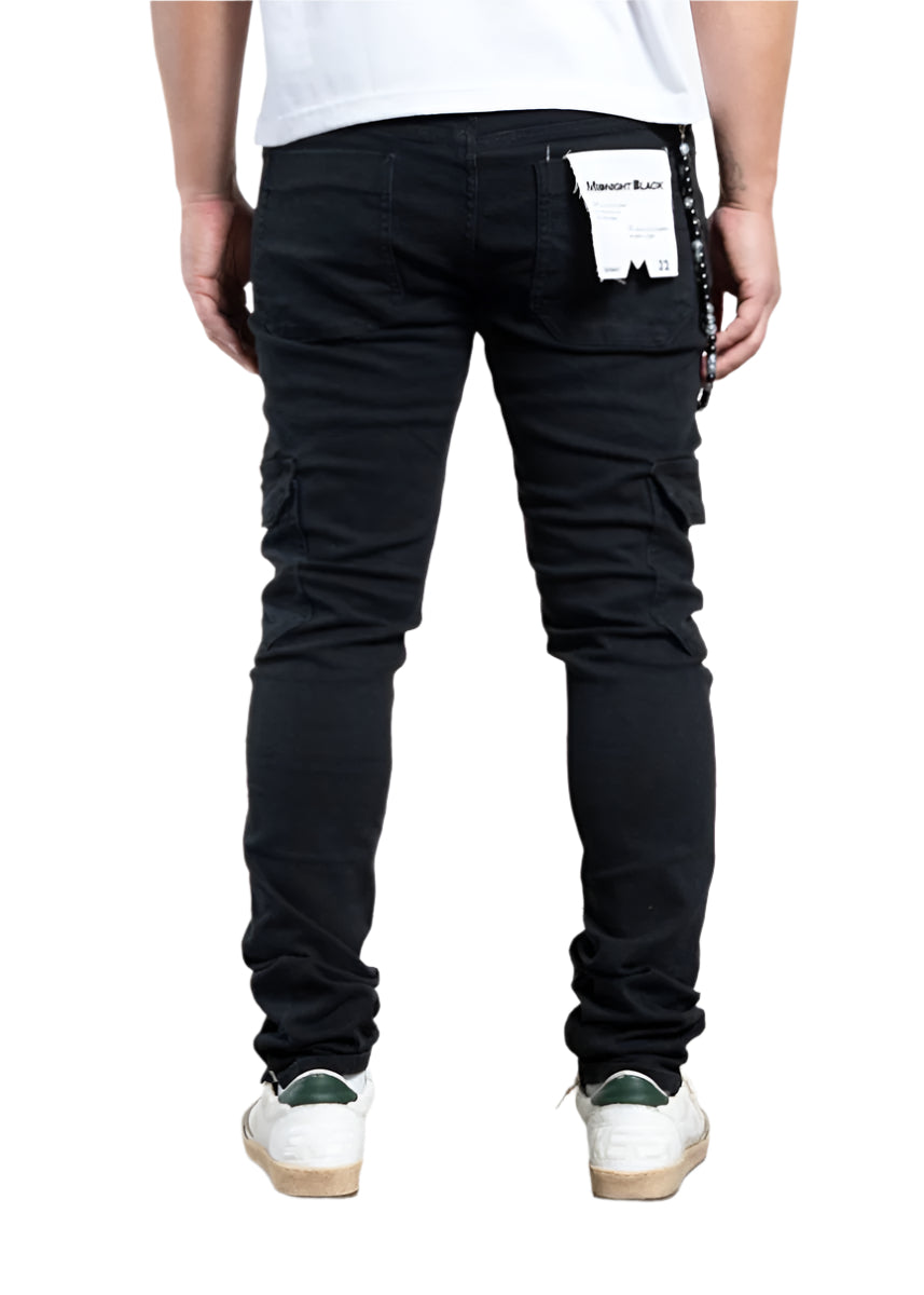 MIDNIGHT BLACK| CARGO FITTED JEAN