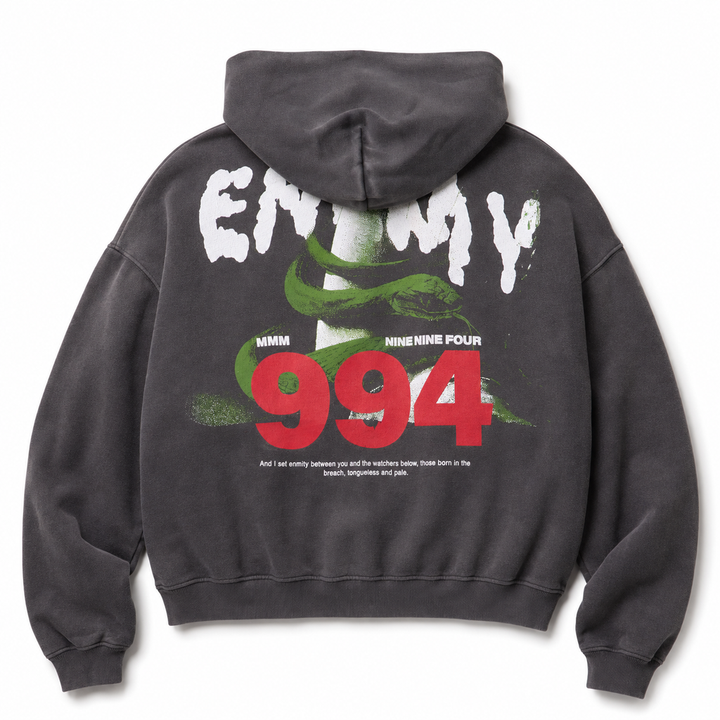 ENEMY HOODIE WASHED BLACK