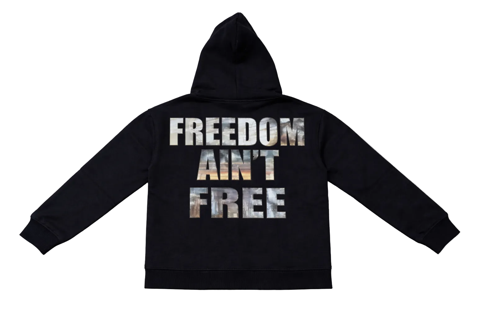 FOCUS| KIDS RHINESTONE CROP HOODIE BLACK