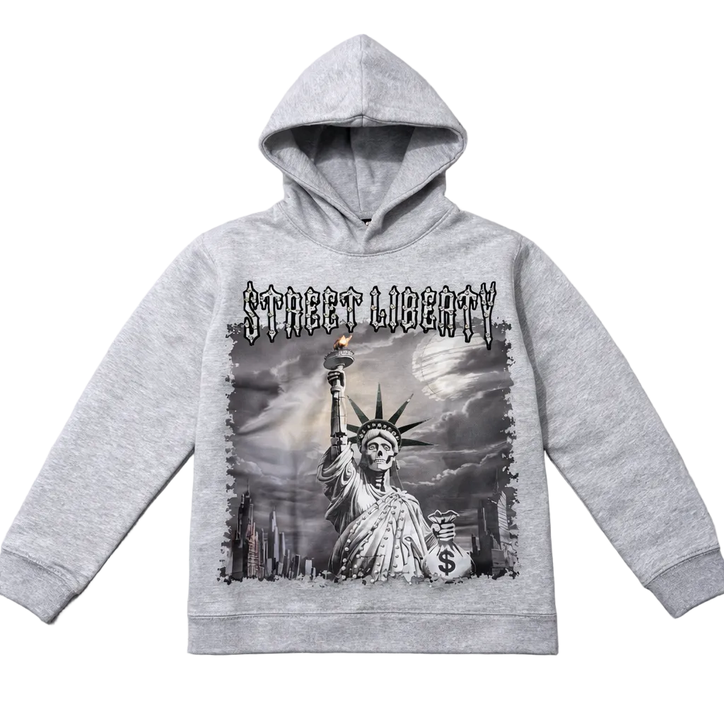 FOCUS| KIDS RHINESTONE CROP HOODIE GREY