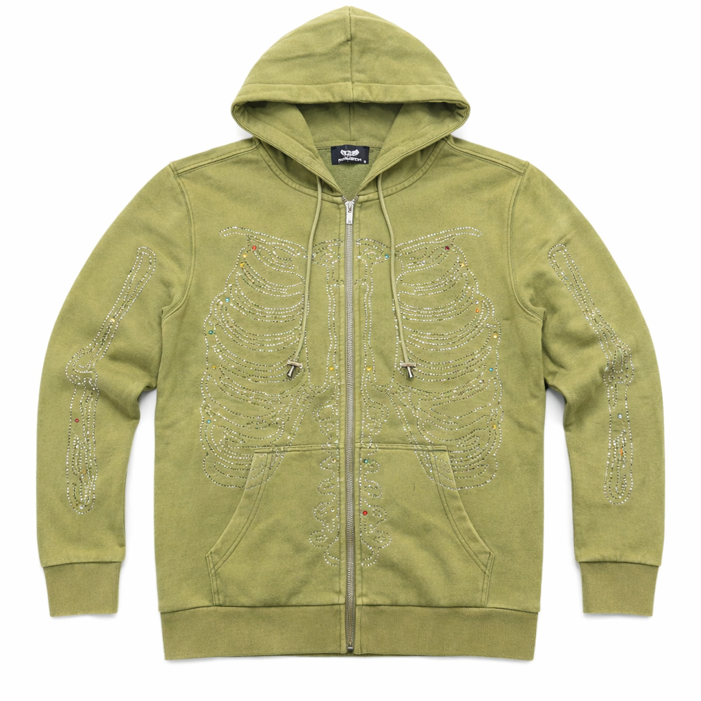 RST| SKELETON DIAMONDS HOODIE OLIVE