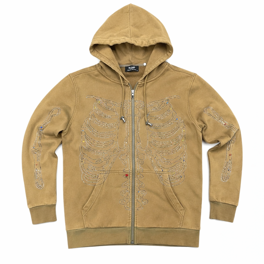 RST| SKELETON DIAMONDS HOODIE TAN