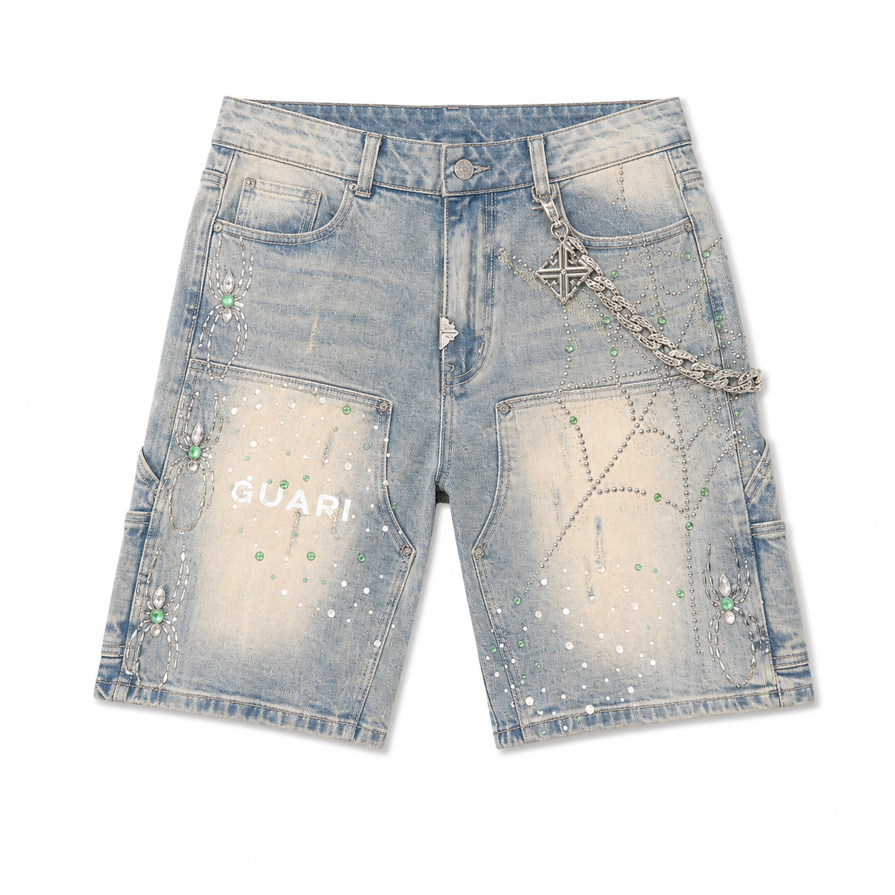 GUAPI| EMERALD SPIDER DENIM SHORTS