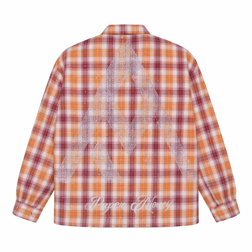 PAPER MONEY| PM RHINESTONE FLANNEL ORANGE