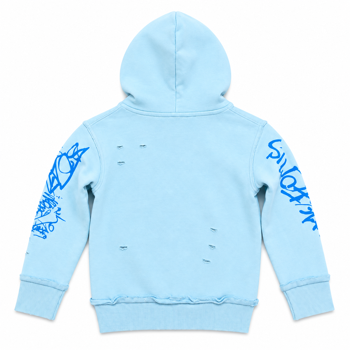 GRAFFITI KIDS ZIP UP HOODIE - SKY BLUE