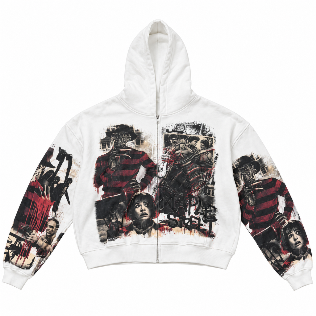 SPACE APE KNIFE HANDS CABIN ZIP-UP HOODIE - DIRTY WHITE