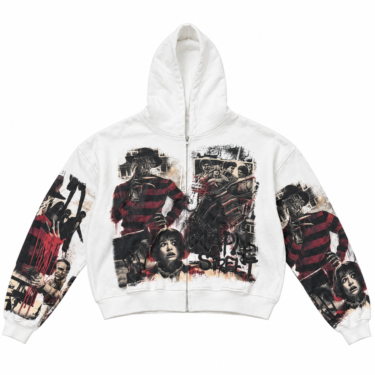 SPACE APE KNIFE HANDS CABIN ZIP-UP HOODIE - DIRTY WHITE