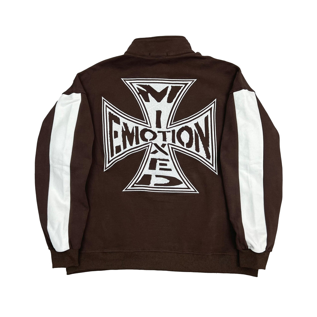 MIXED EMOTION | BROWN QUARTER HOODIE BACK