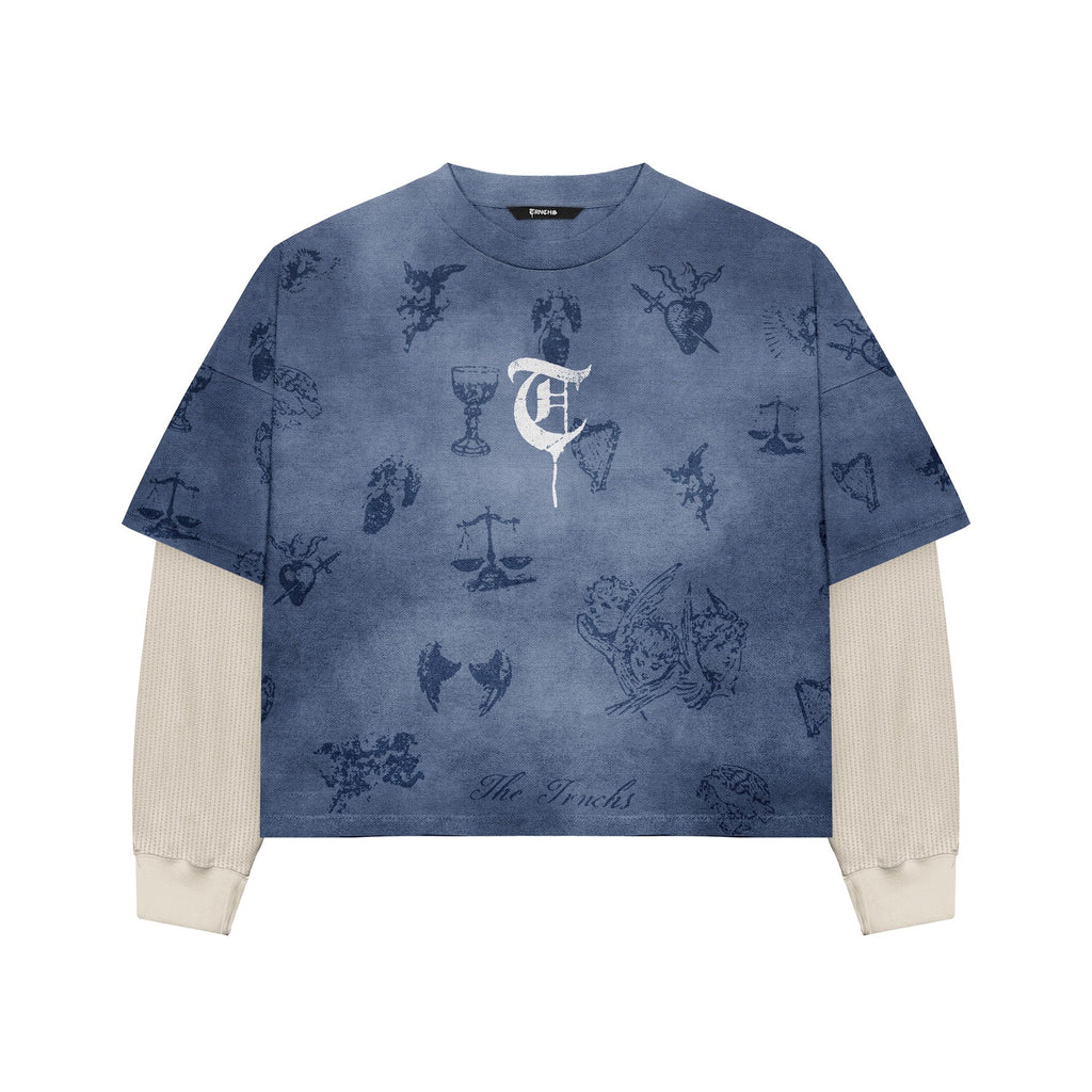 Ascension Blue Crewneck - original front flat lay