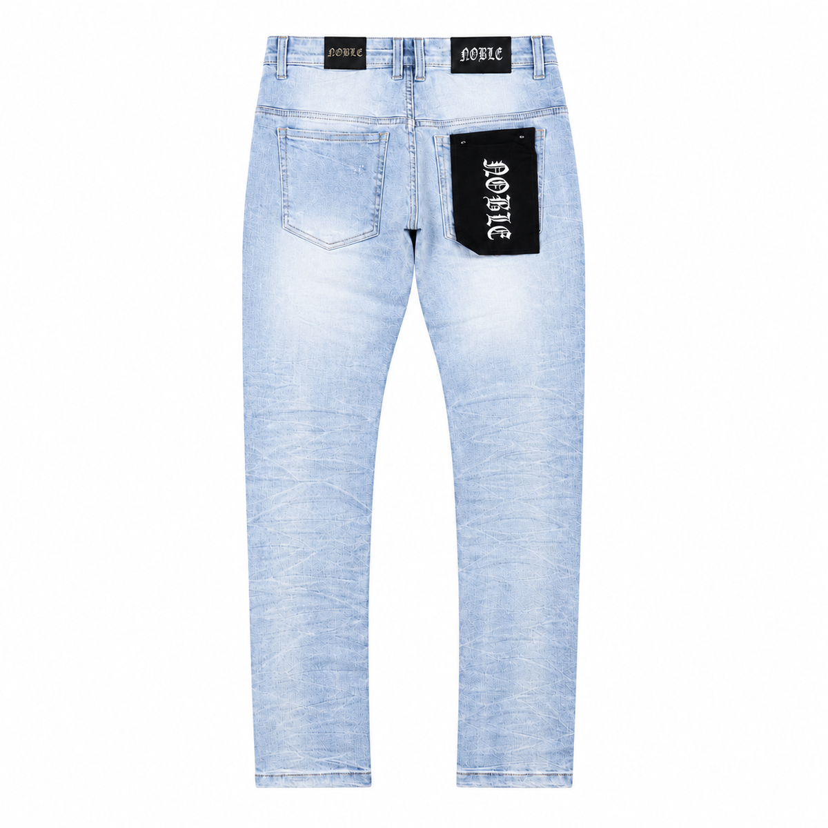 Noble essential jeans in light blue, back flat lay without rips | ICON Clothing