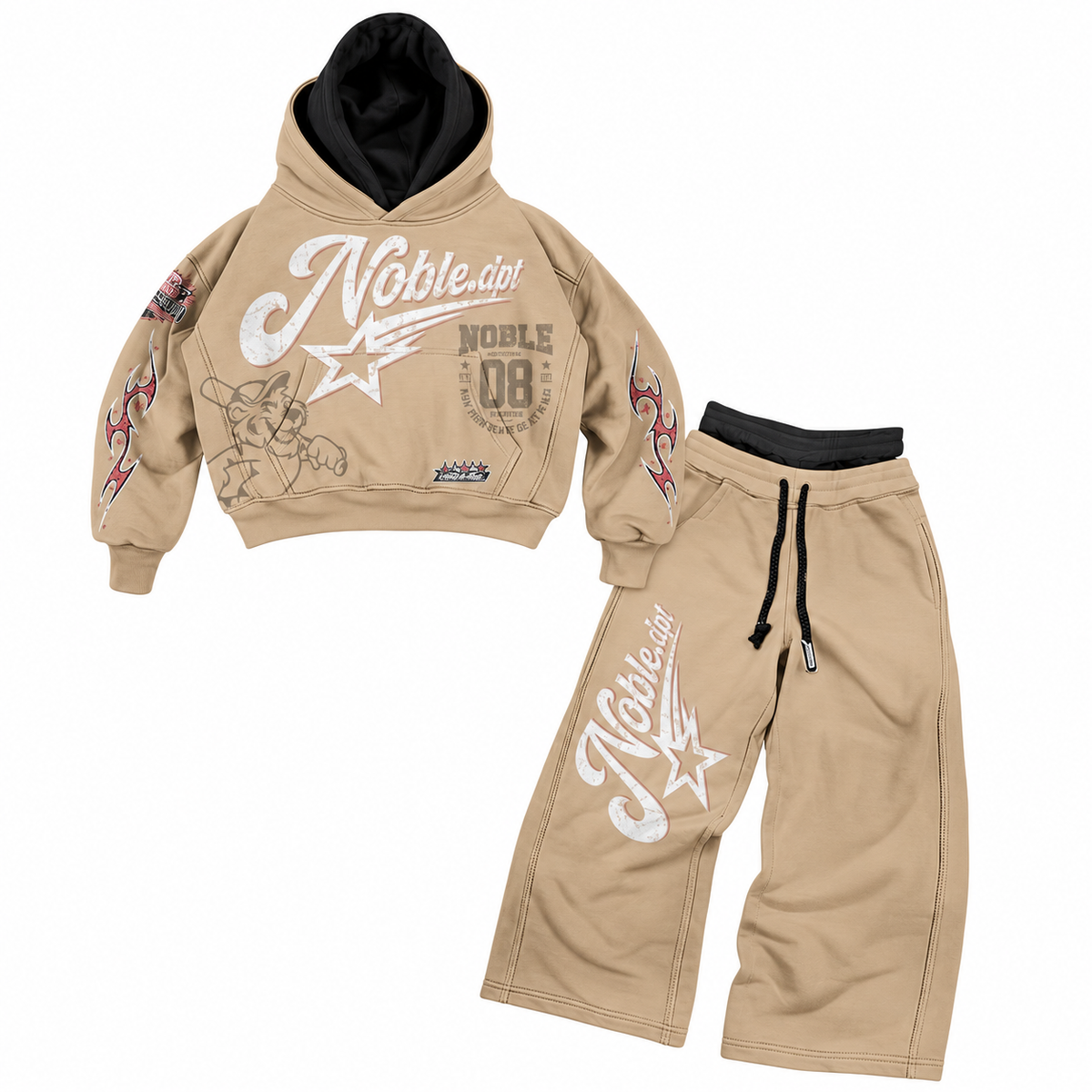 Noble rookie double layer kids set in tan, front flat lay | ICON Clothing
