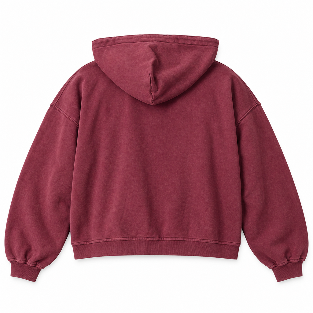 SKELETON ZIP UP HOODIE - WASHED RED
