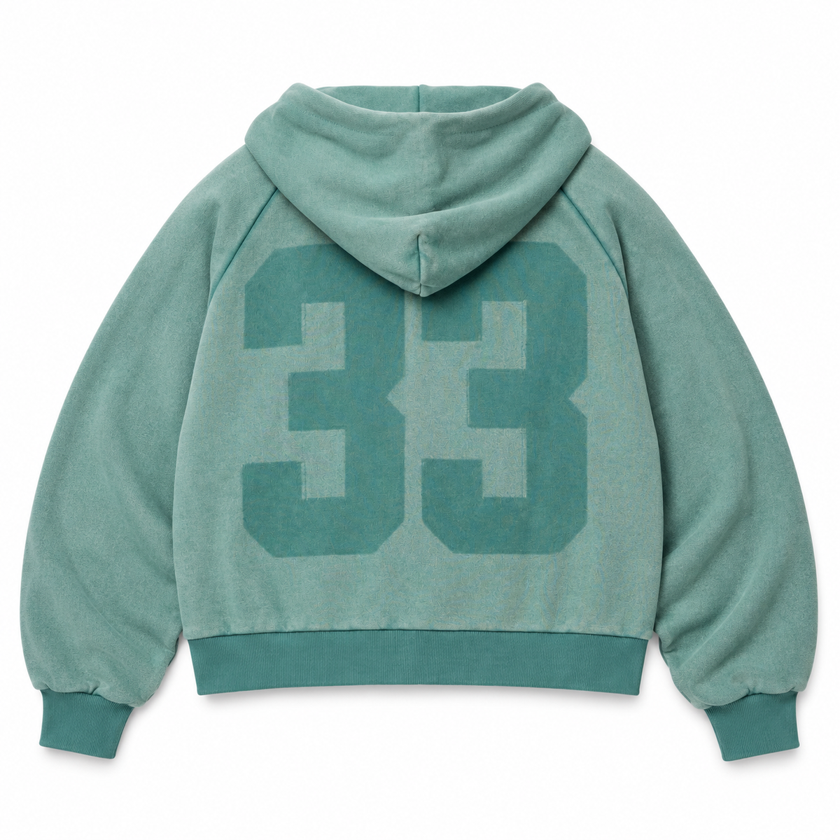 VINTAGE RAGLAN ZIP UP HOODIE - GREEN