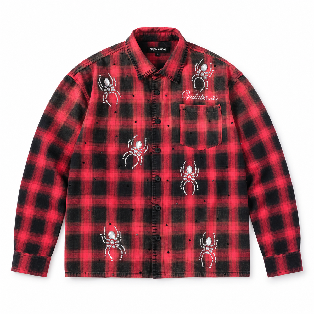 VALABASAS BLACK WIDOW PLAID SHIRT Red/Black front flat lay