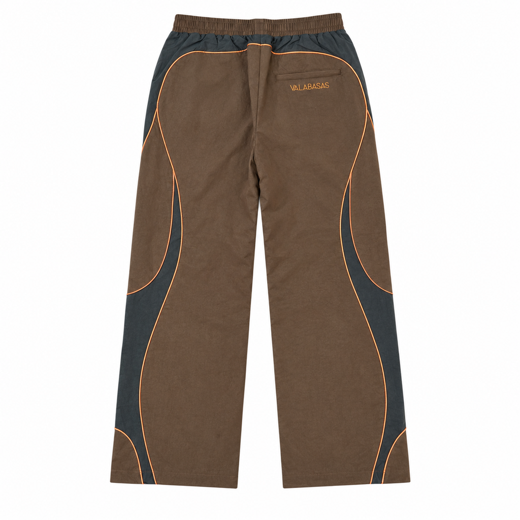 VALABASAS ENTRANCE BROWN PANTS Brown back flat lay