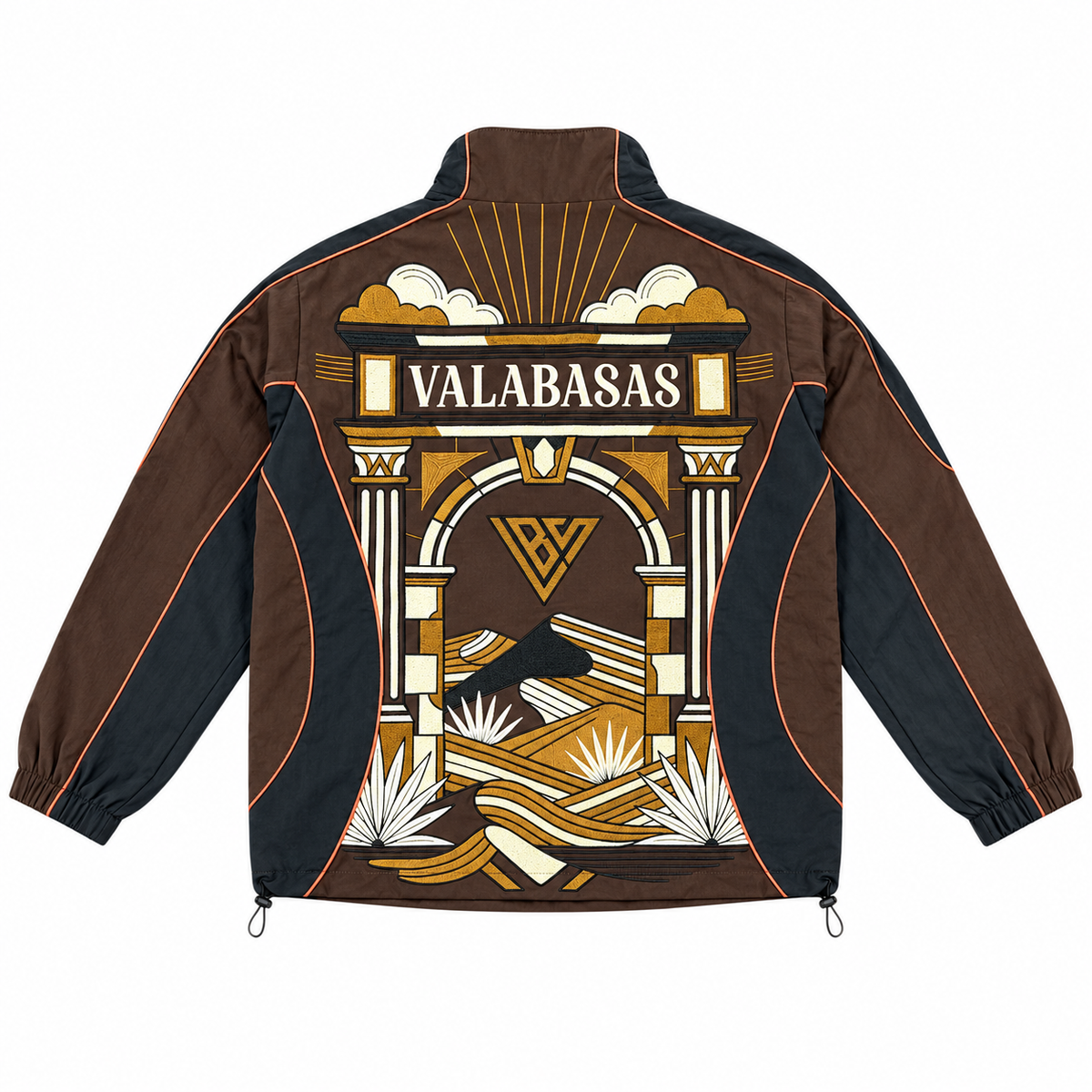 VALABASAS PALMS BROWN JACKET Brown back flat lay