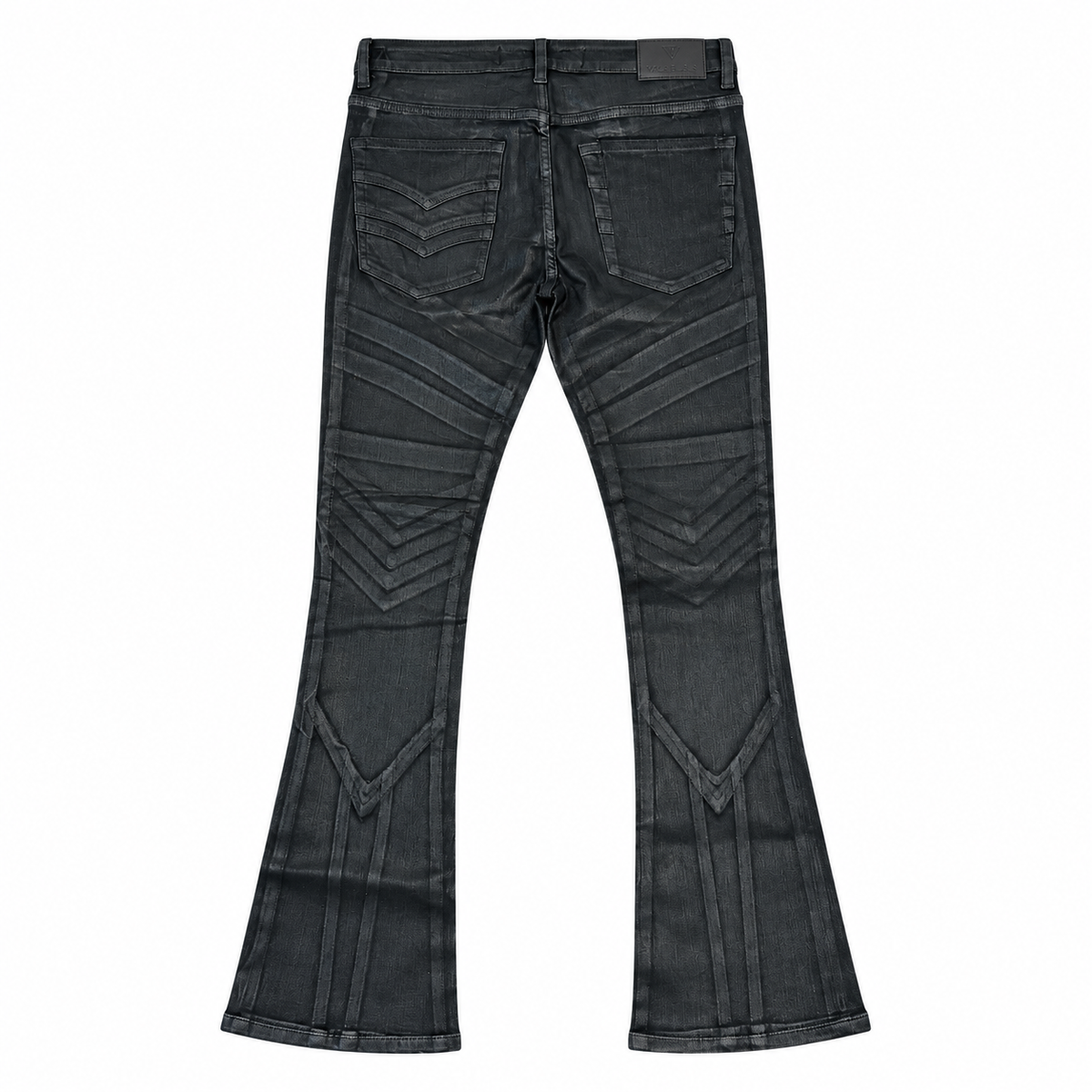VALABASAS VEYLORN BLACK WAXED STACKED JEANS Black Waxed back flat lay