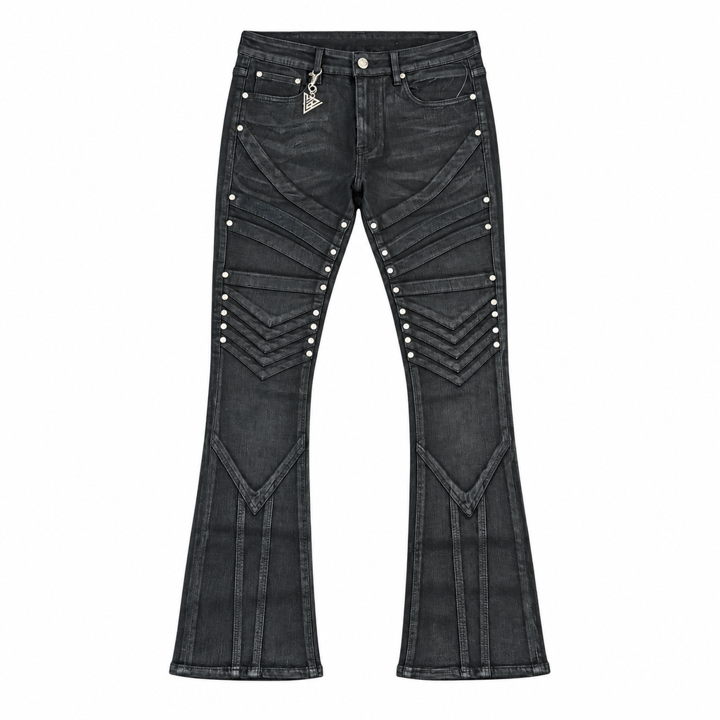 VALABASAS VEYLORN BLACK WAXED STACKED JEANS Black Waxed front flat lay