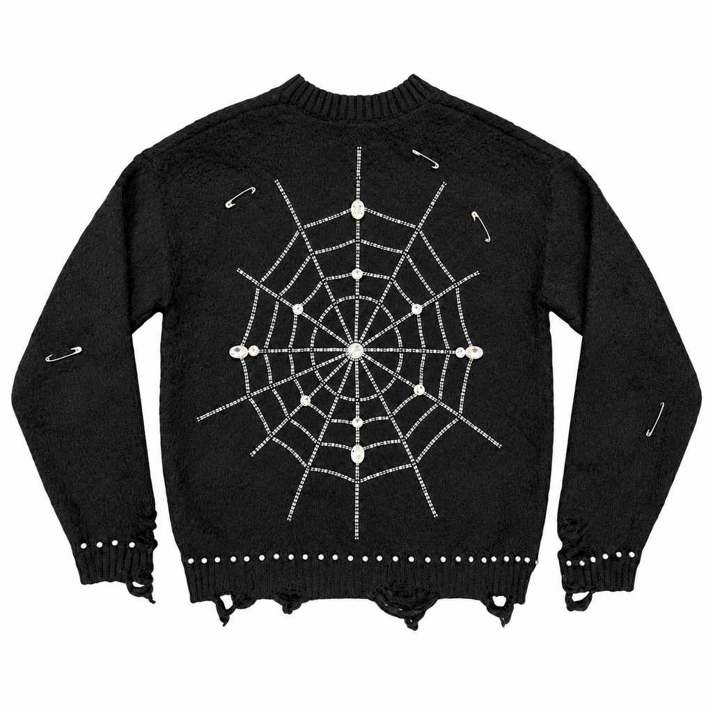 Valabasas Creepin Sweater Black — back flat lay