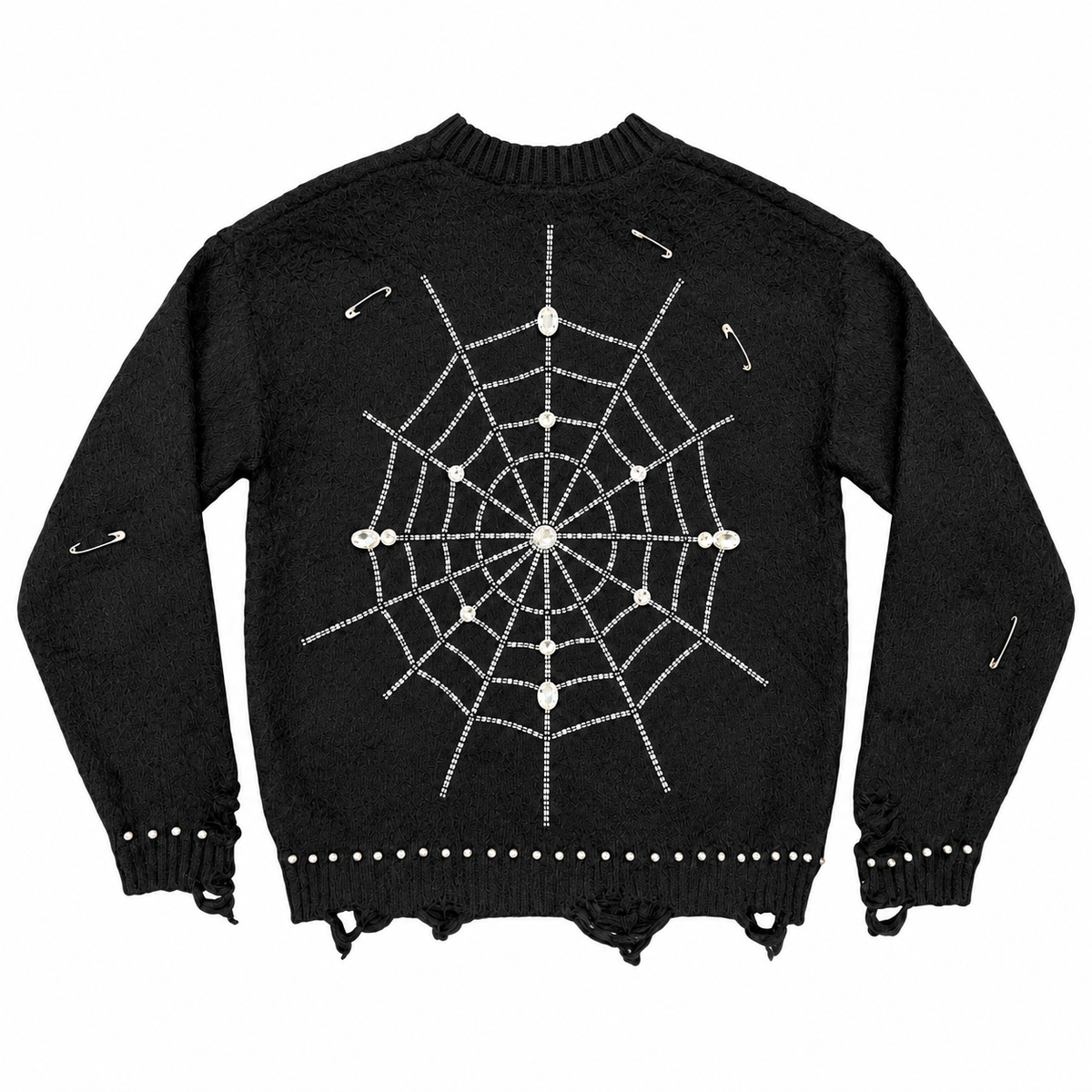 Valabasas Creepin Sweater Black — back flat lay
