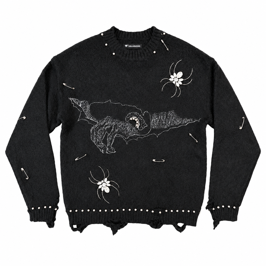 Valabasas Creepin Sweater Black — front flat lay
