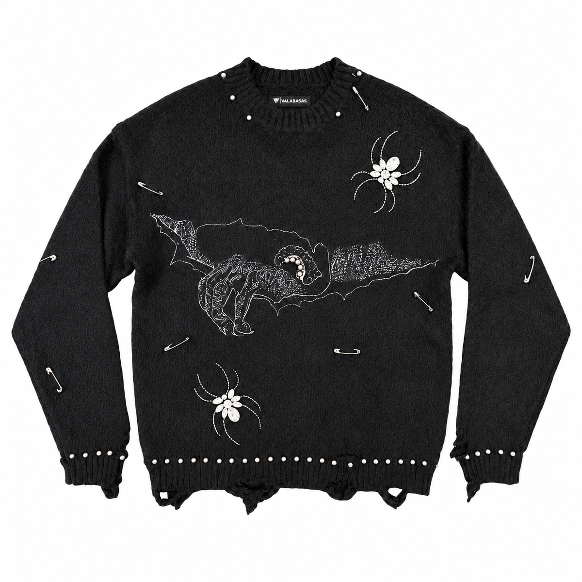 Valabasas Creepin Sweater Black — front flat lay