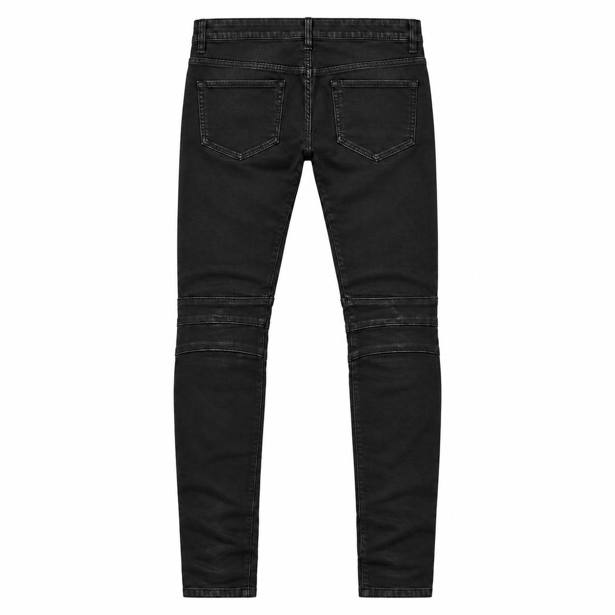 Valabasas Mr.Biker Black Waxed Skinny Jeans — back flat lay