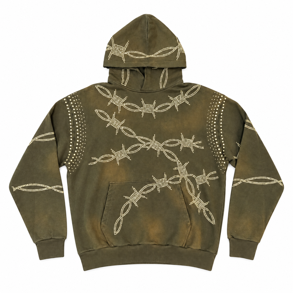 Valabasas Shackles Olive Hoodie — front flat lay