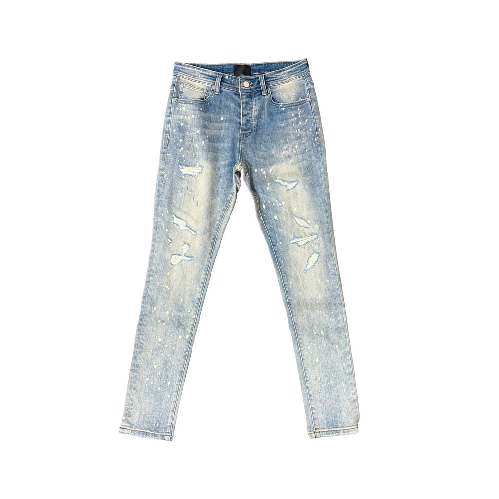 GHST WRLD Static Skinny Jeans in Bleach Wash - front flat lay