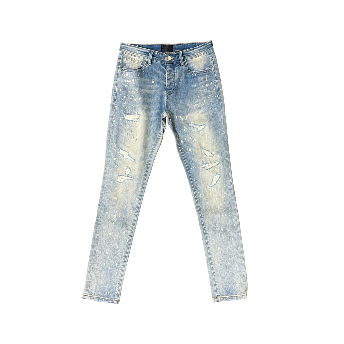 GHST WRLD Static Skinny Jeans in Bleach Wash - front flat lay