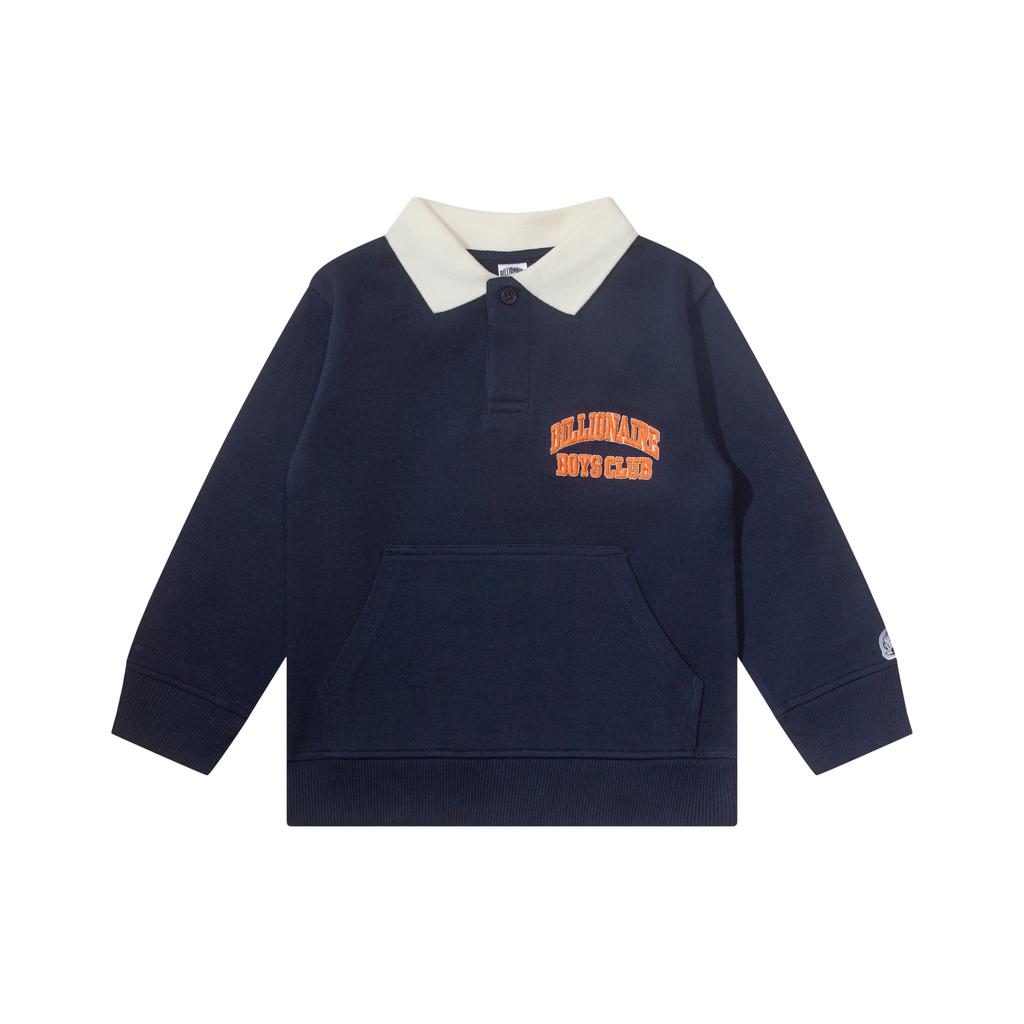 KIDS BB KIRI LONG SLEEVE POLO navy blazer front view
