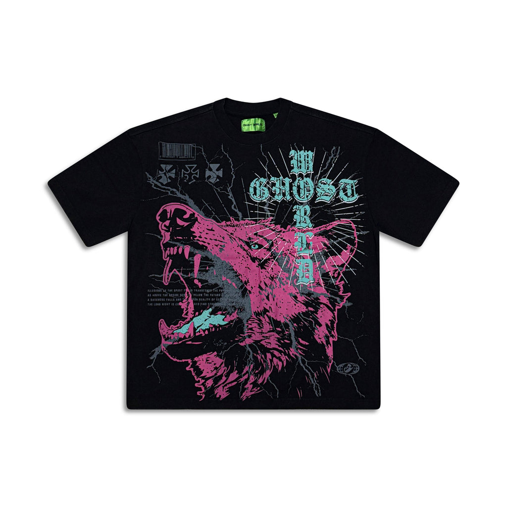 GHST WRLD | WOLFPACK TEE - BLACK - front flat lay