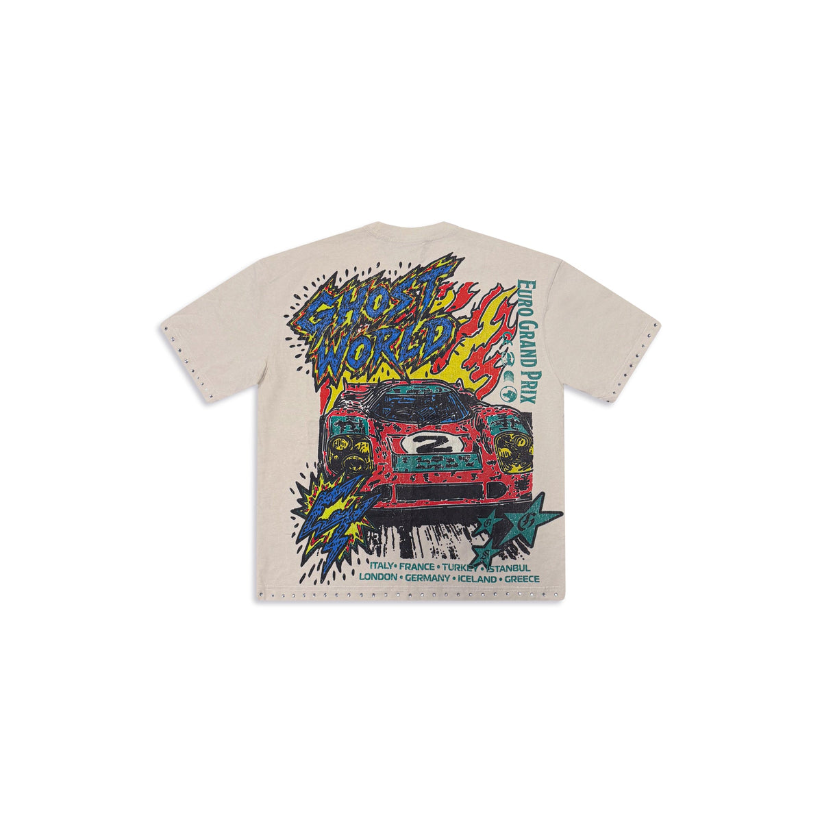 GHST WRLD Euro Prix Tee in Bone - back flat lay