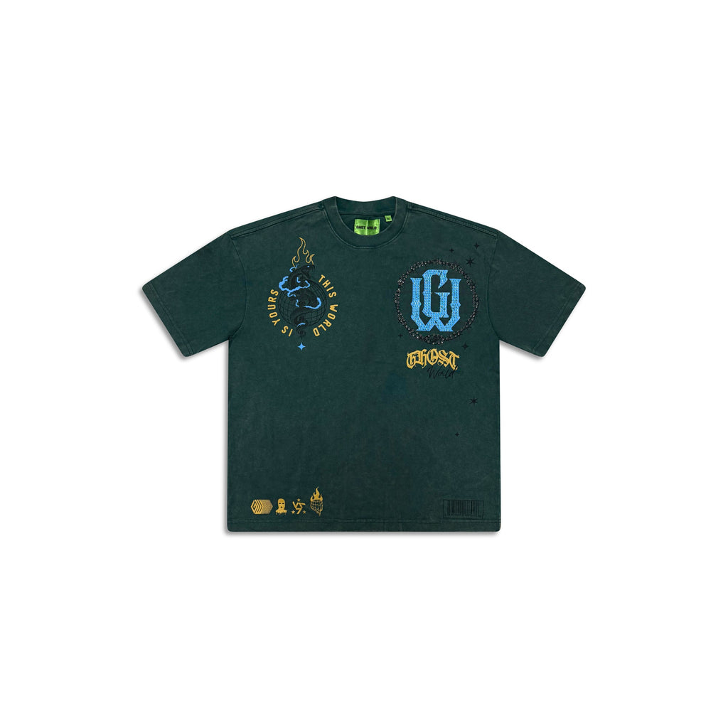 GHST WRLD This World Tee in Green - front flat lay