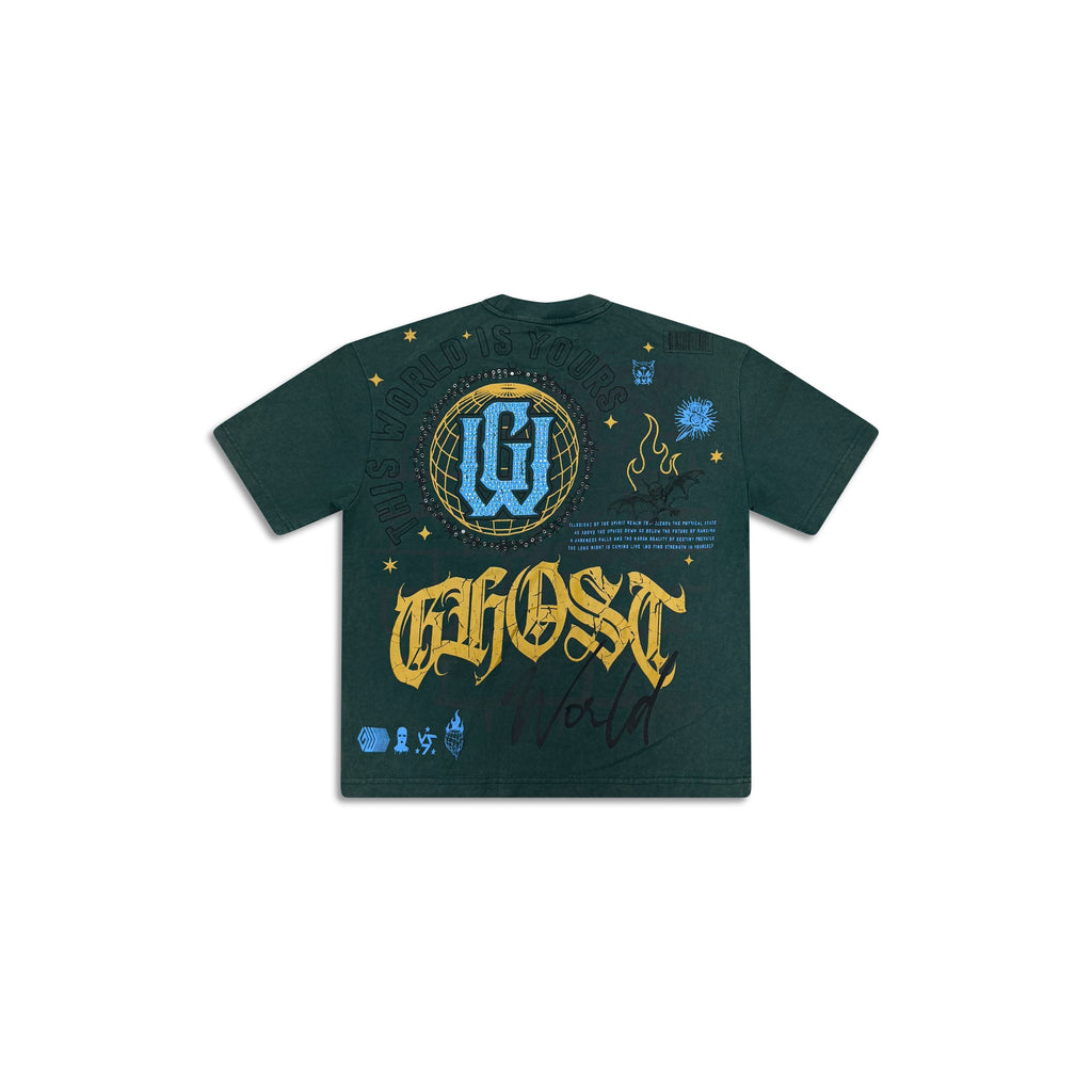 GHST WRLD This World Tee in Green - back flat lay