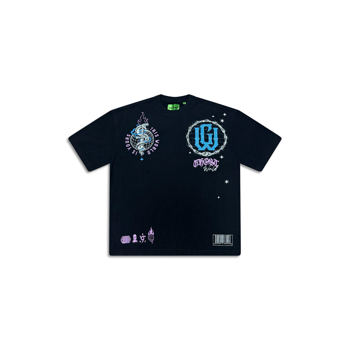GHST WRLD This World Tee in Black - front flat lay