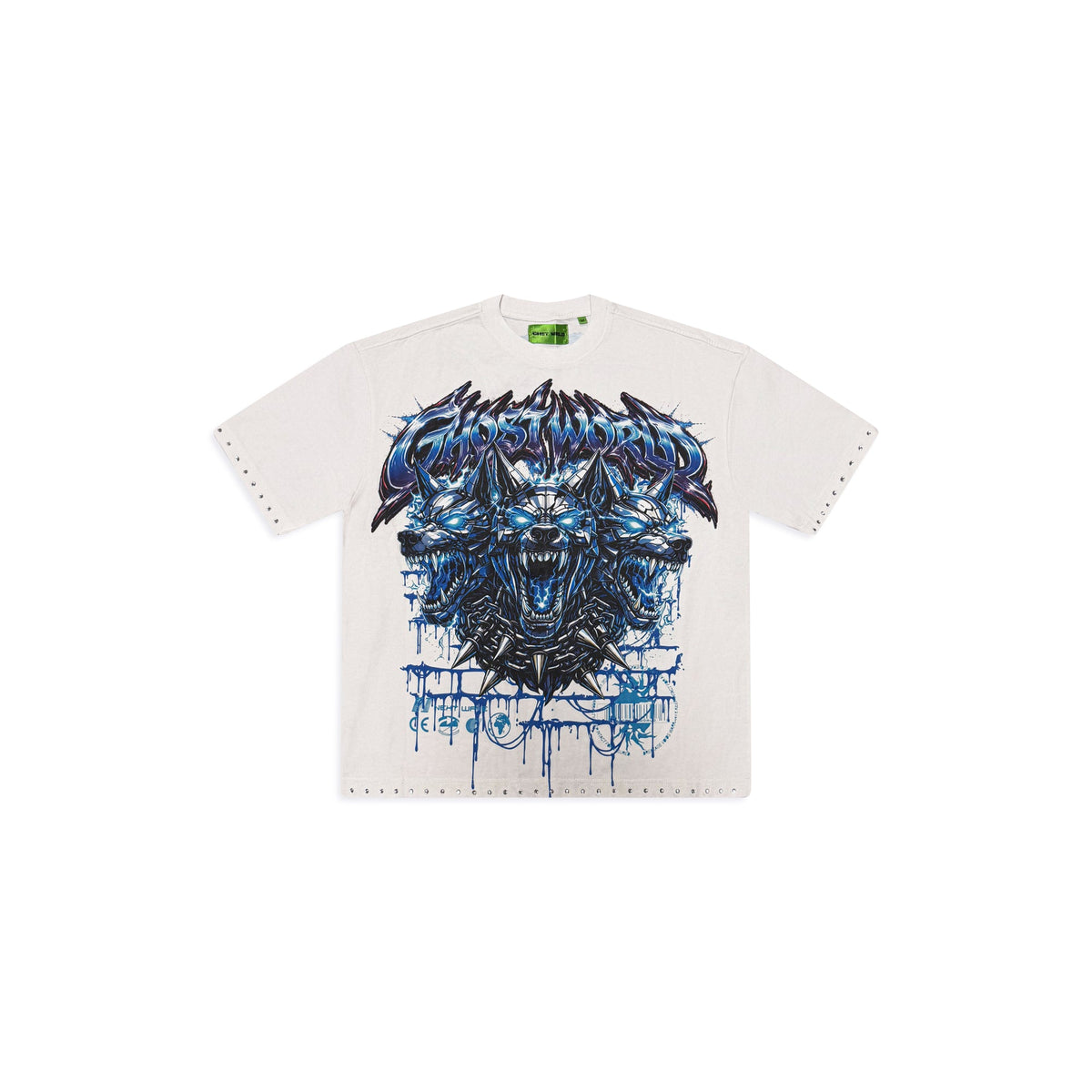 GHST WRLD Cyber Tee in White - front flat lay