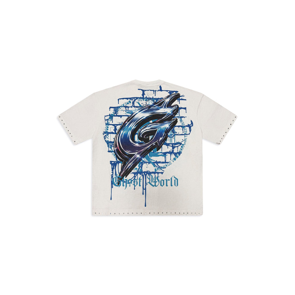 GHST WRLD Cyber Tee in White - back flat lay