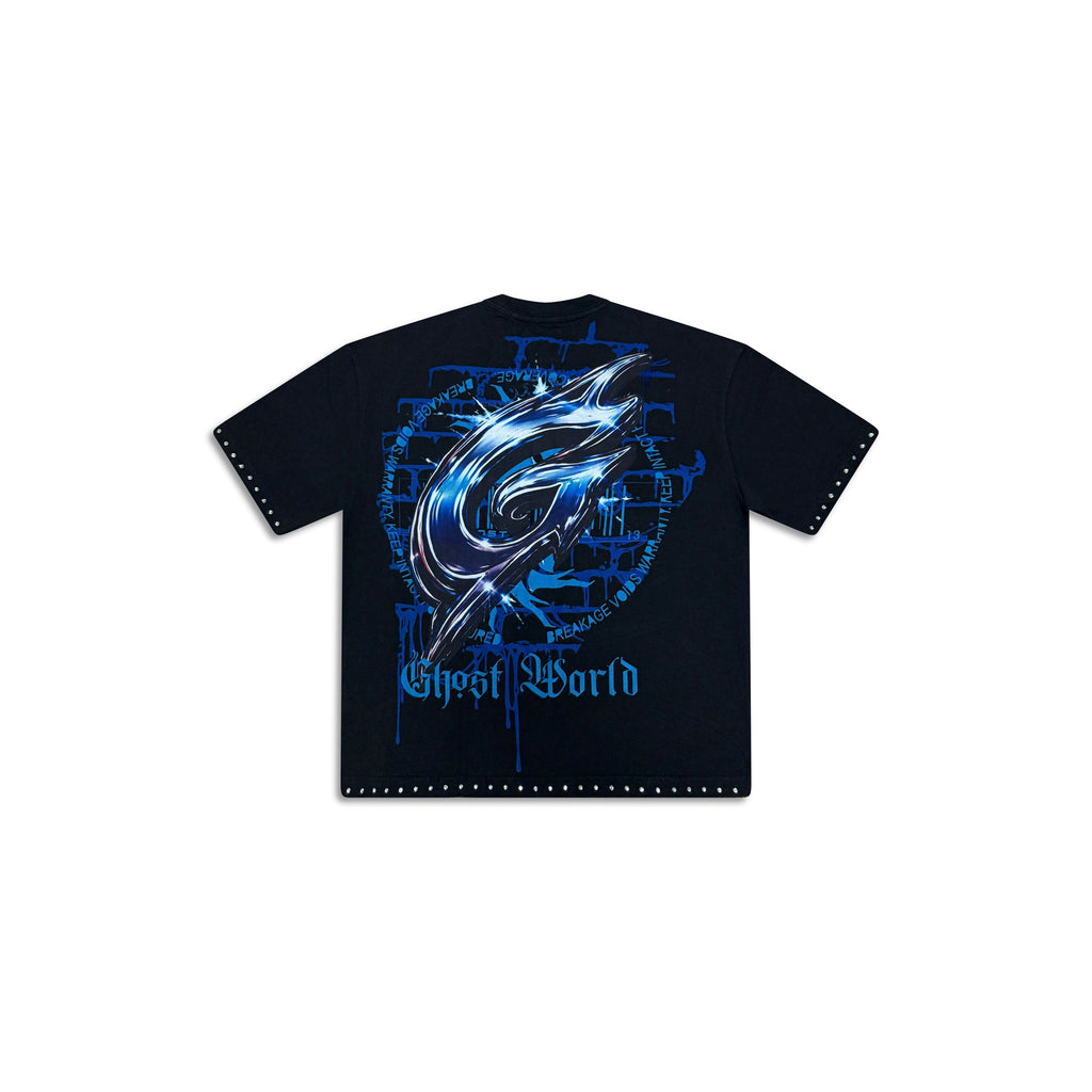 GHST WRLD Cyber Tee in Black - back flat lay