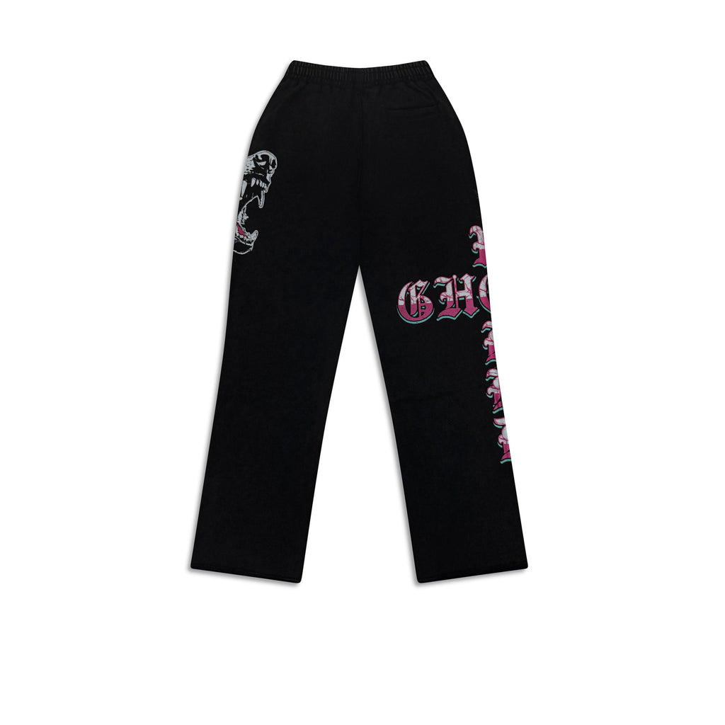 GHST WRLD Wolfpack Sweats in Black - back flat lay