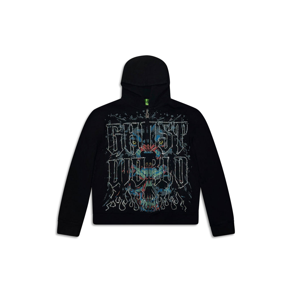 GHST WRLD Reality Hoodie in Black - front flat lay