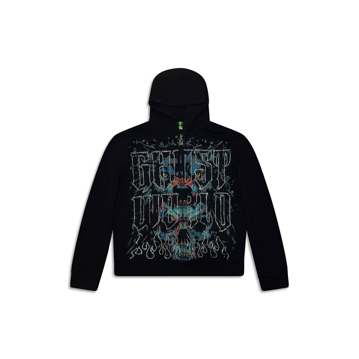GHST WRLD Reality Hoodie in Black - front flat lay