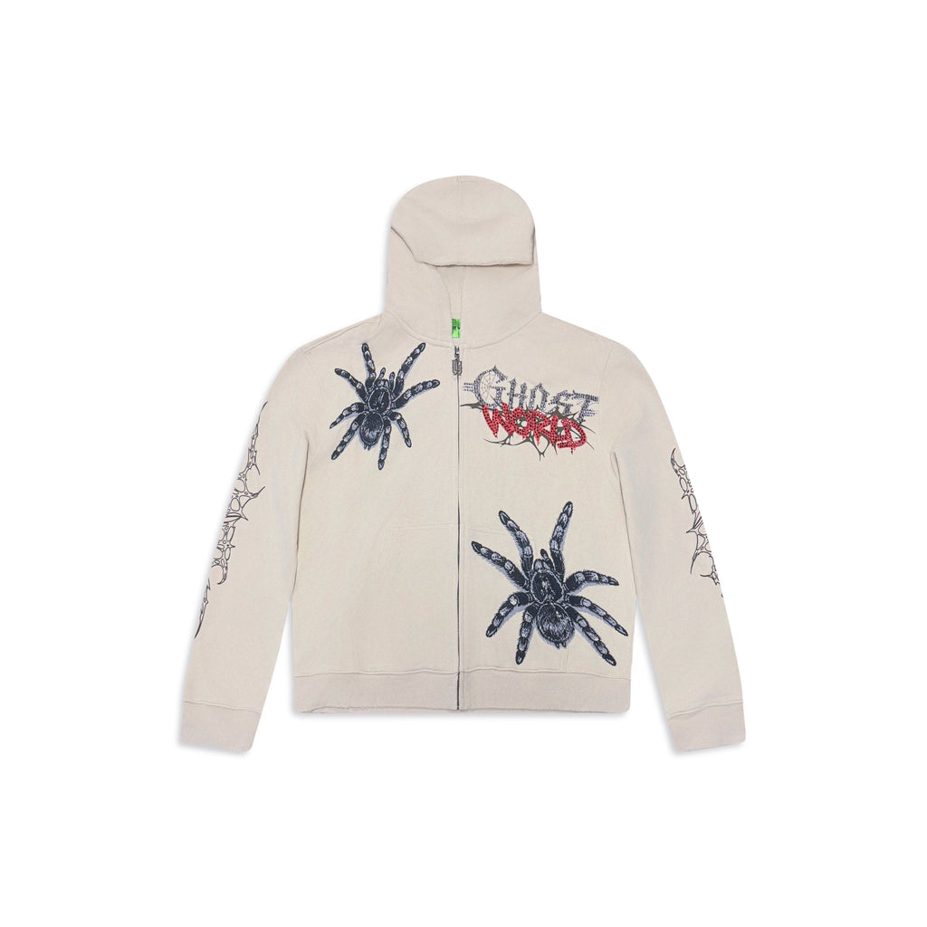 GHST WRLD Treasure Hoodie in Bone - front flat lay