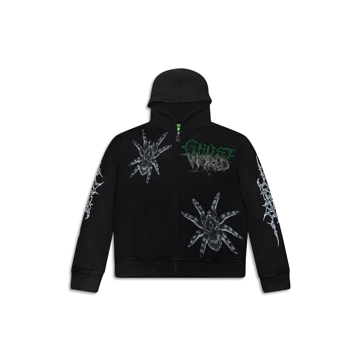 GHST WRLD Treasure Hoodie in Black - front flat lay
