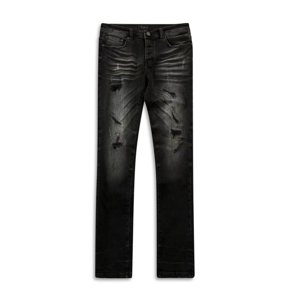 GHST WRLD Phantom Skinny Jeans in Black Wash - front flat lay